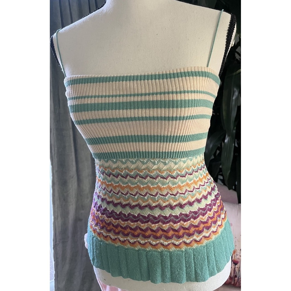 Missoni M Knit CONVERTIBLE Top Skirt Dress Zigzag Chevron Teal Purple Sz 2 IT 38 - Picture 2 of 16